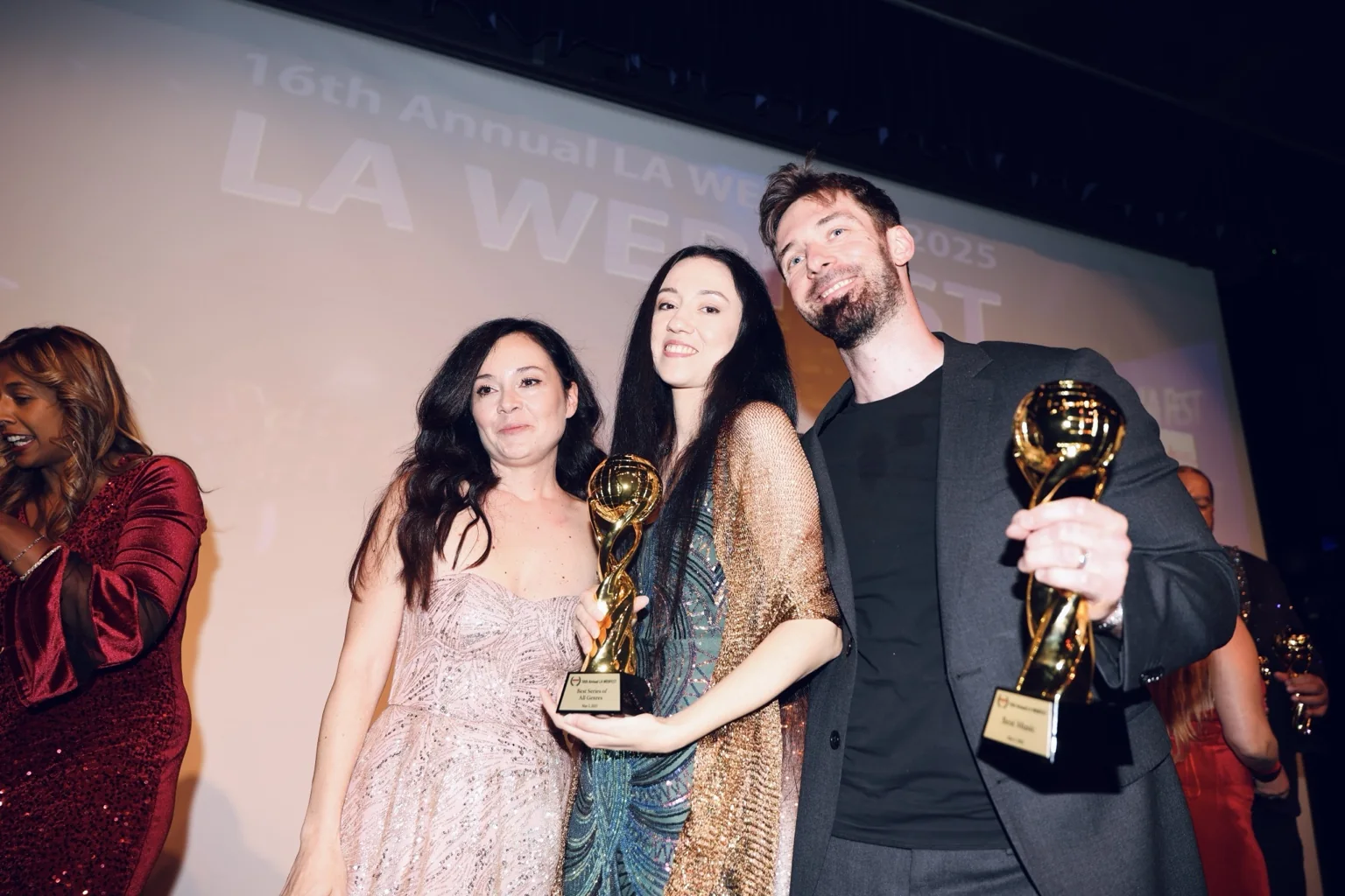 Lorenzo Soldini with members of the Stryx team at LA Webfest 2025